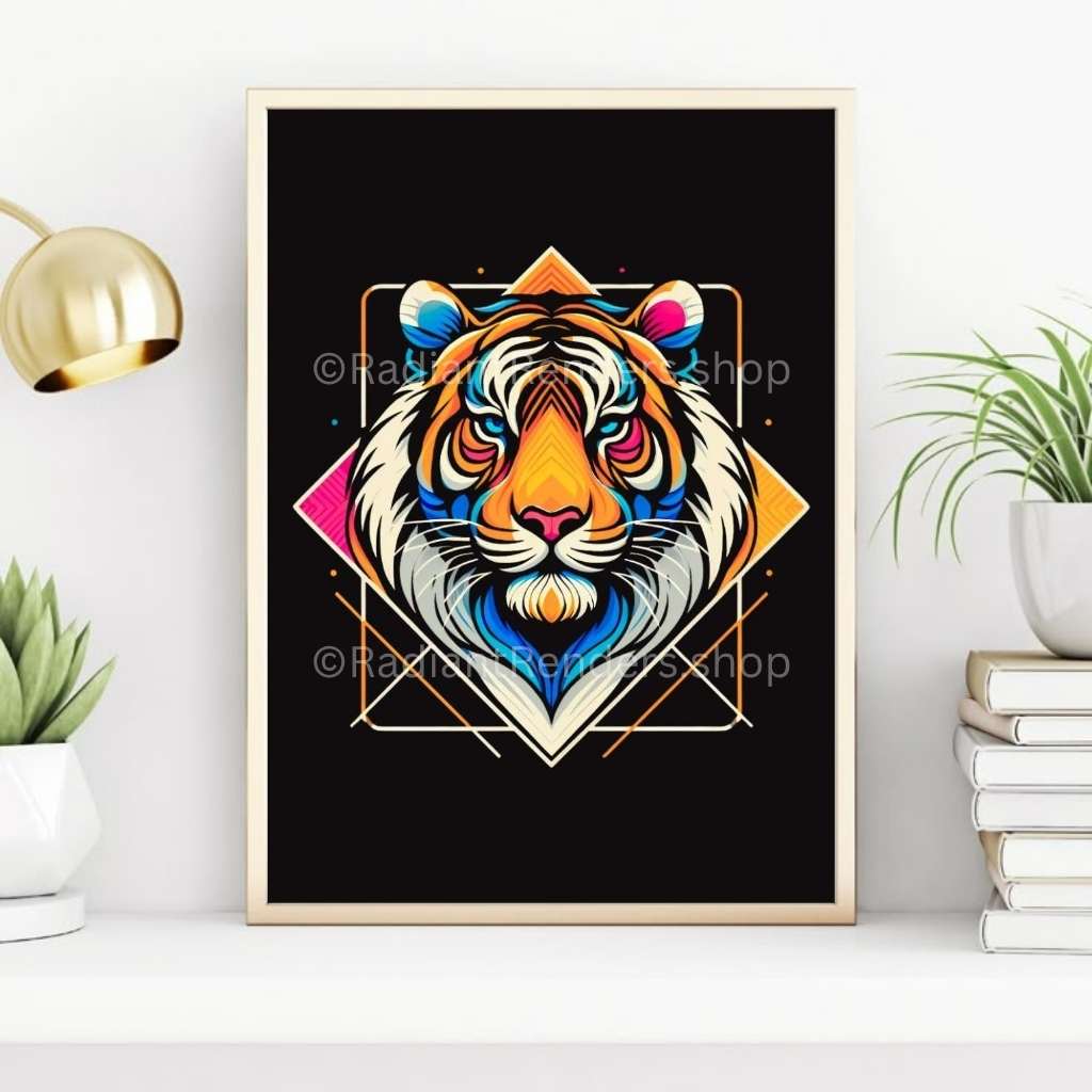 Galactic Roar Tiger – A2 Digital Wall Art Print & Transparent PNG | Cosmic Tiger Poster & T-Shirt Design | Futuristic Animal Art for Home, Office & Gifts