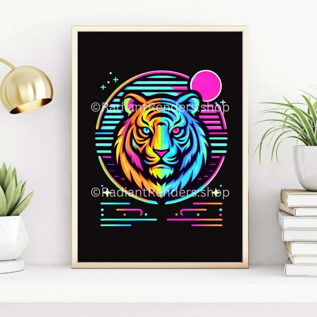Nova Tiger – A2 Digital Wall Art Print & Transparent PNG | Cosmic Tiger Poster & T-Shirt Design | Futuristic Animal Art for Home, Office & Gifts