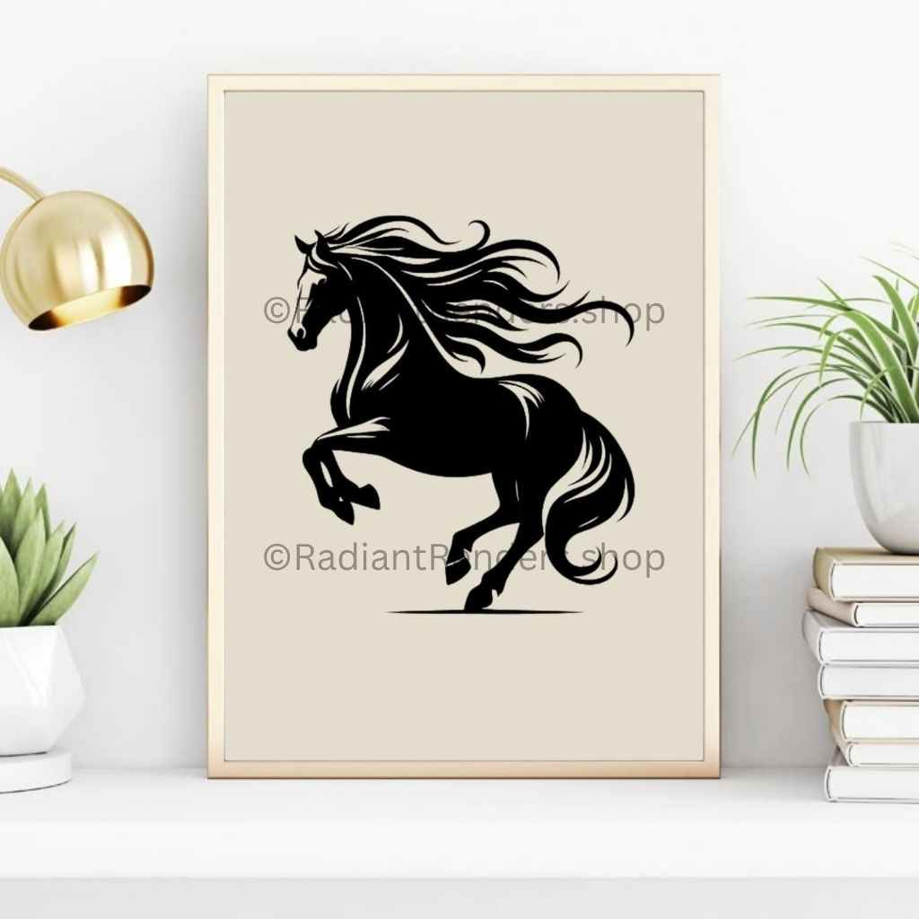 Shadowmane Stallion – A2 Digital Wall Art Print & Transparent PNG | Striking Black Horse Poster & T-Shirt Design | Modern Equine Decor for Home, Office & Gifts