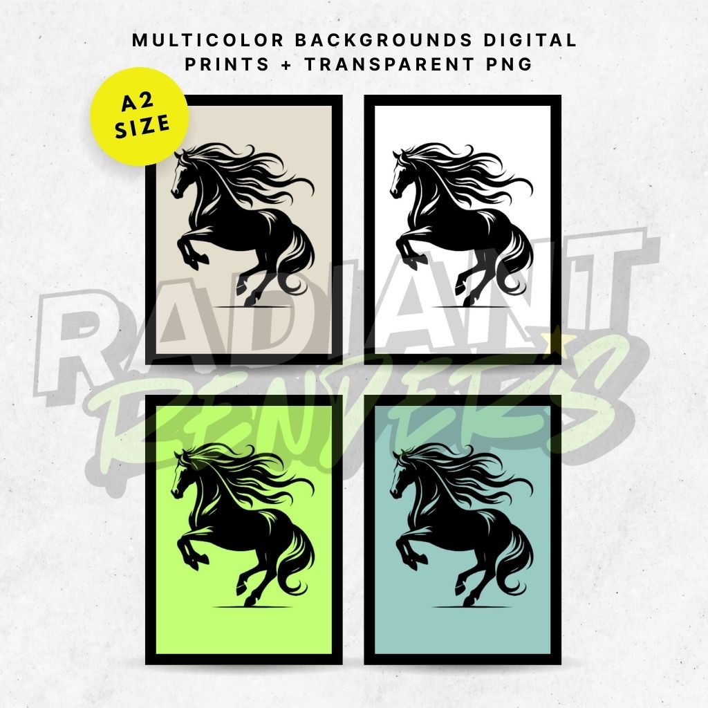 Shadowmane Stallion – A2 Digital Wall Art Print & Transparent PNG | Striking Black Horse Poster & T-Shirt Design | Modern Equine Decor for Home, Office & Gifts