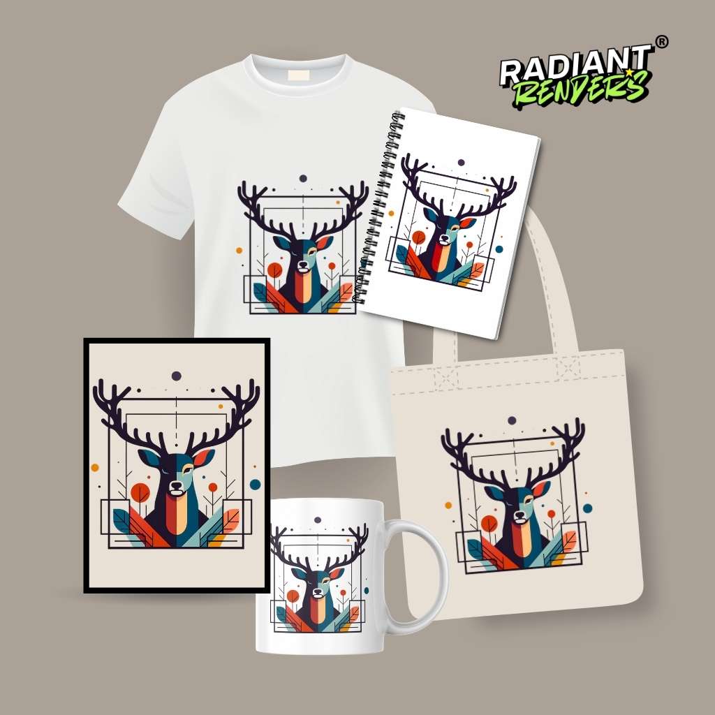 Majestic Geodeer – A2 Digital Wall Art Print & Transparent PNG | Geometric Deer Poster & T-Shirt Design | Modern Animal Art for Home, Office & Gifts