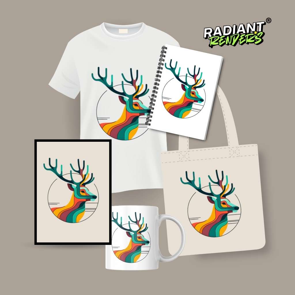 Aurora Antler – A2 Digital Wall Art Print & Transparent PNG | Prismatic Deer Poster & T-Shirt Design | Modern Animal Art for Home, Office & Gifts