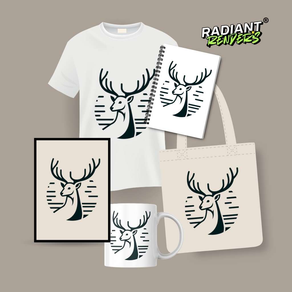 Forest Emblem Stag – A2 Digital Wall Art Print & Transparent PNG | Classic Deer Crest Poster & T-Shirt Design | Nature-Inspired Decor for Home, Office & Gifts