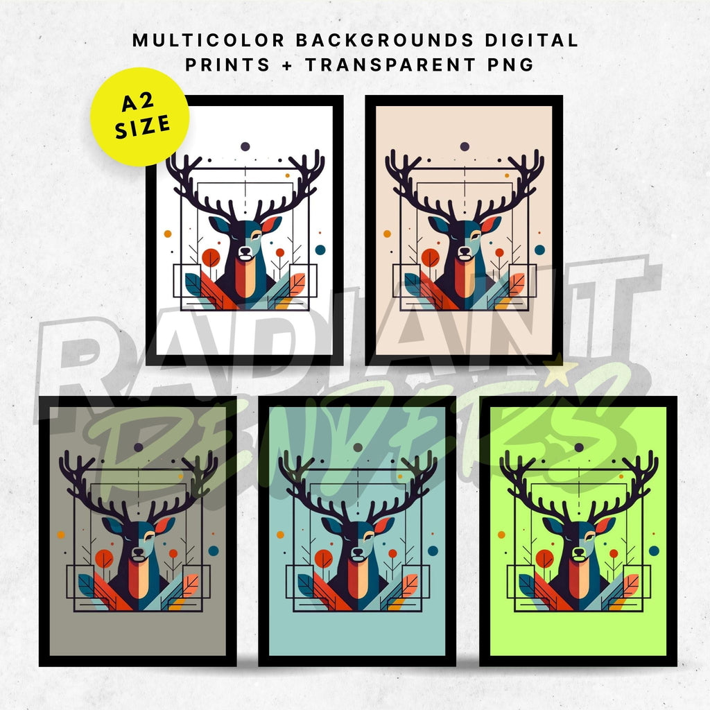 Majestic Geodeer – A2 Digital Wall Art Print & Transparent PNG | Geometric Deer Poster & T-Shirt Design | Modern Animal Art for Home, Office & Gifts