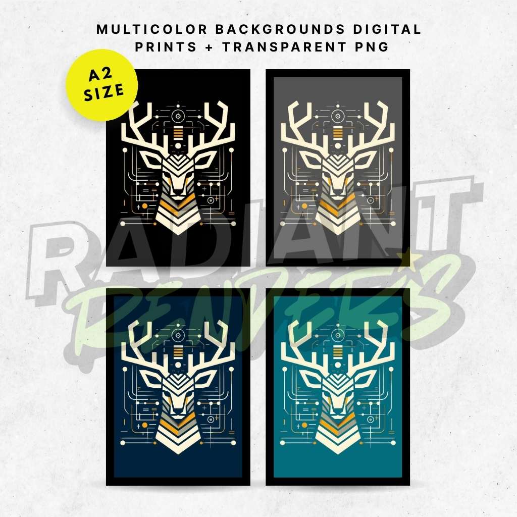 Cyber Buck – A2 Digital Wall Art Print & Transparent PNG | Futuristic Deer Circuit Poster & T-Shirt Design | Tech Animal Art for Home, Office & Gifts