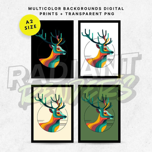 Aurora Antler – A2 Digital Wall Art Print & Transparent PNG | Prismatic Deer Poster & T-Shirt Design | Modern Animal Art for Home, Office & Gifts