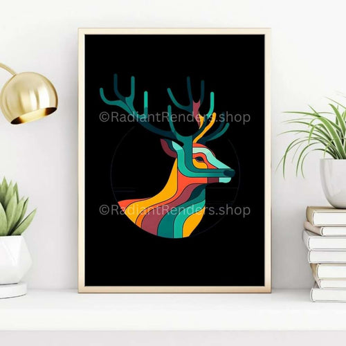 Aurora Antler – A2 Digital Wall Art Print & Transparent PNG | Prismatic Deer Poster & T-Shirt Design | Modern Animal Art for Home, Office & Gifts