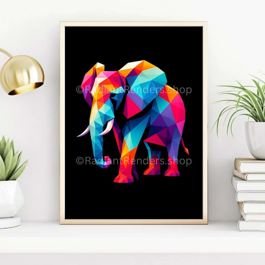 Prism Parade Elephant – A2 Digital Wall Art Print & Transparent PNG | Colorful Elephant Poster & T-Shirt Design | Modern Animal Art for Home, Office & Gifts