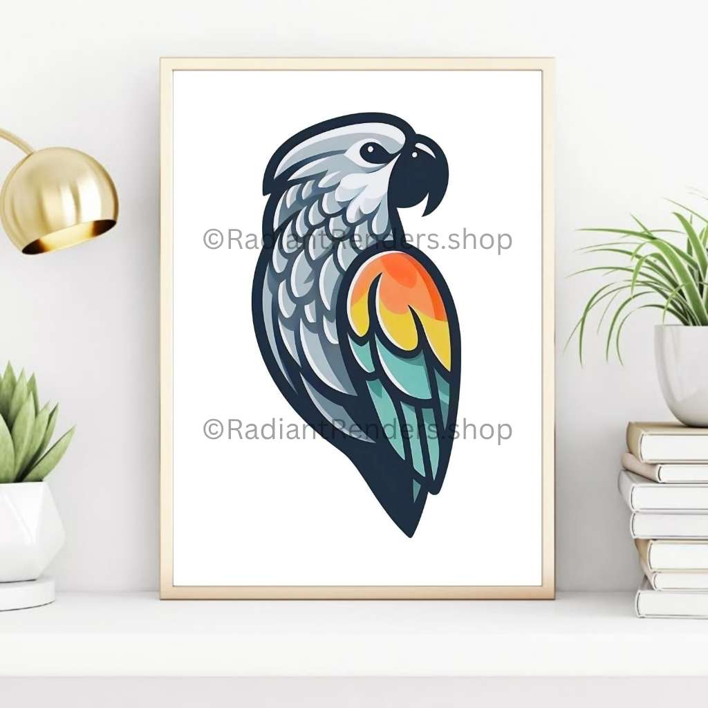 Citrus Splash Macaw – A2 Digital Wall Art Print & Transparent PNG | Vibrant Parrot Poster & T-Shirt Design | Tropical Pop Art for Home, Office & Gifts