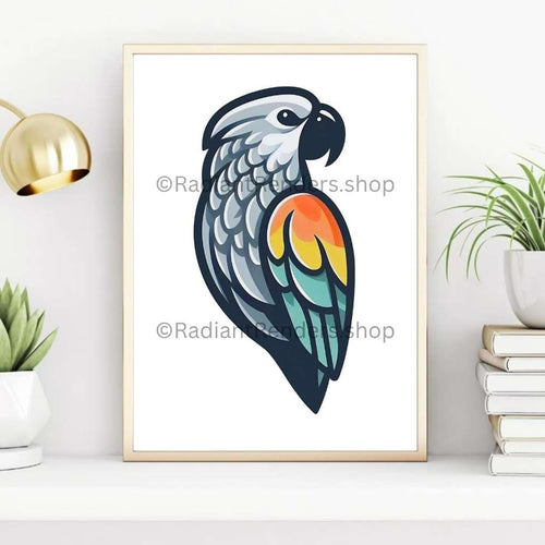 Citrus Splash Macaw – A2 Digital Wall Art Print & Transparent PNG | Vibrant Parrot Poster & T-Shirt Design | Tropical Pop Art for Home, Office & Gifts