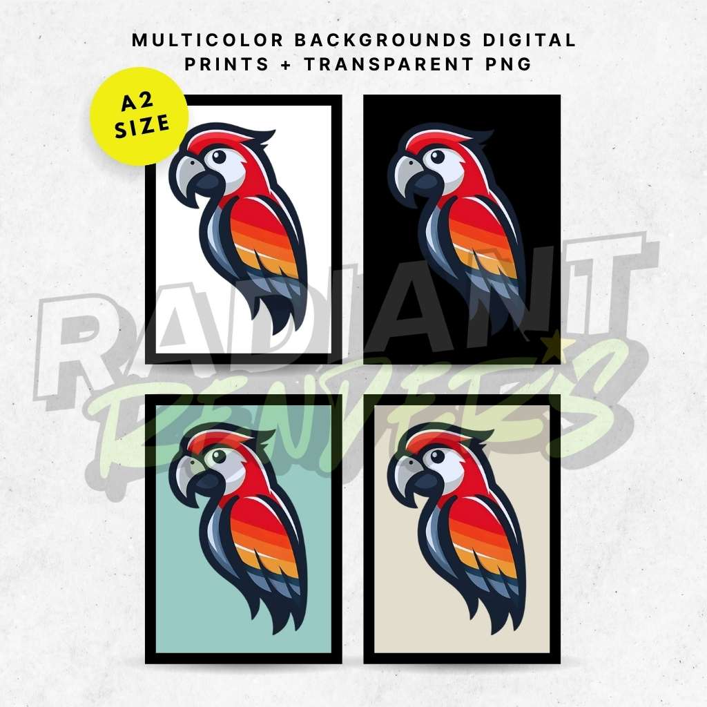 Wildflare Macaw – A2 Digital Wall Art Print & Transparent PNG | Vibrant Parrot Poster & T-Shirt Design | Tropical Animal Art for Home, Office & Gifts