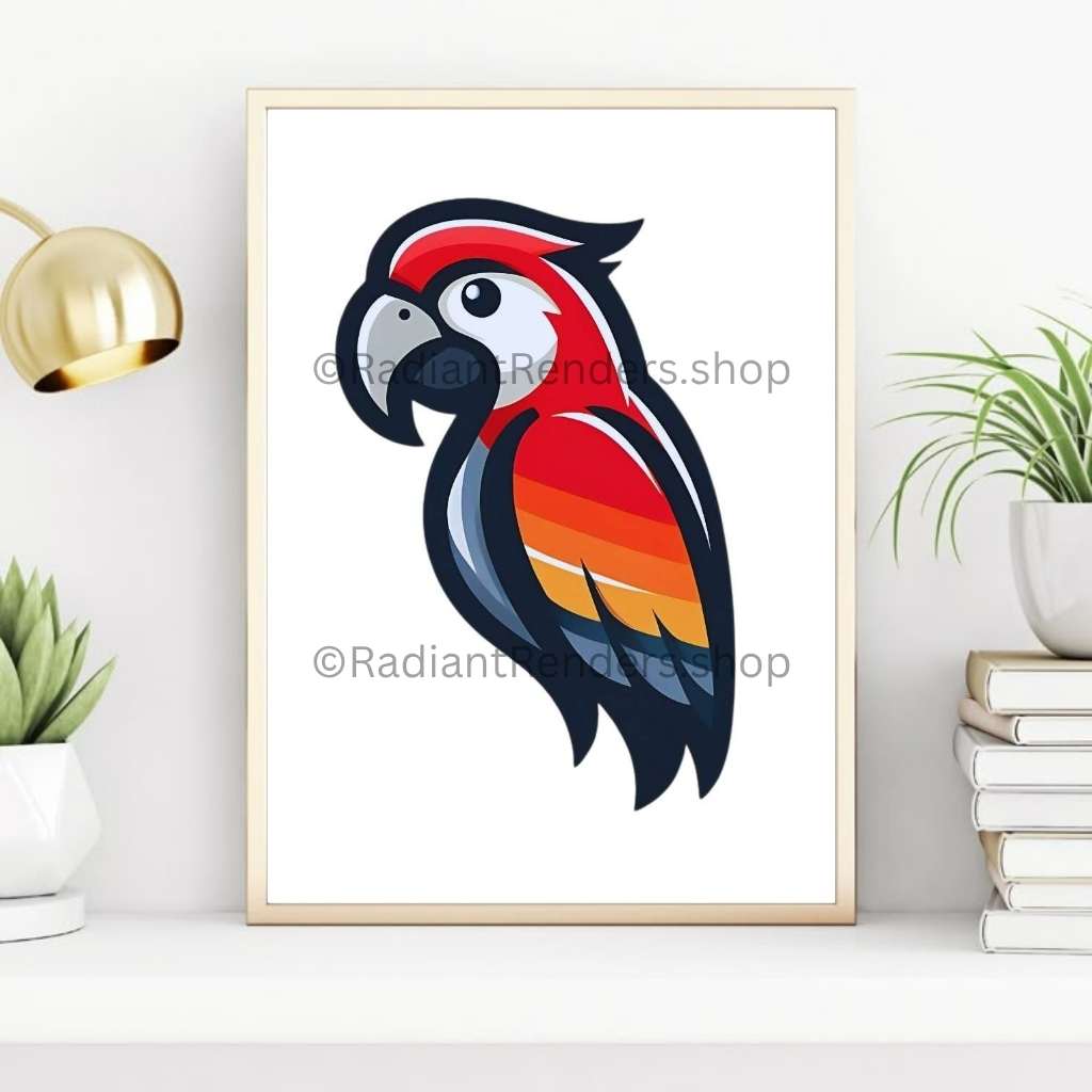Wildflare Macaw – A2 Digital Wall Art Print & Transparent PNG | Vibrant Parrot Poster & T-Shirt Design | Tropical Animal Art for Home, Office & Gifts