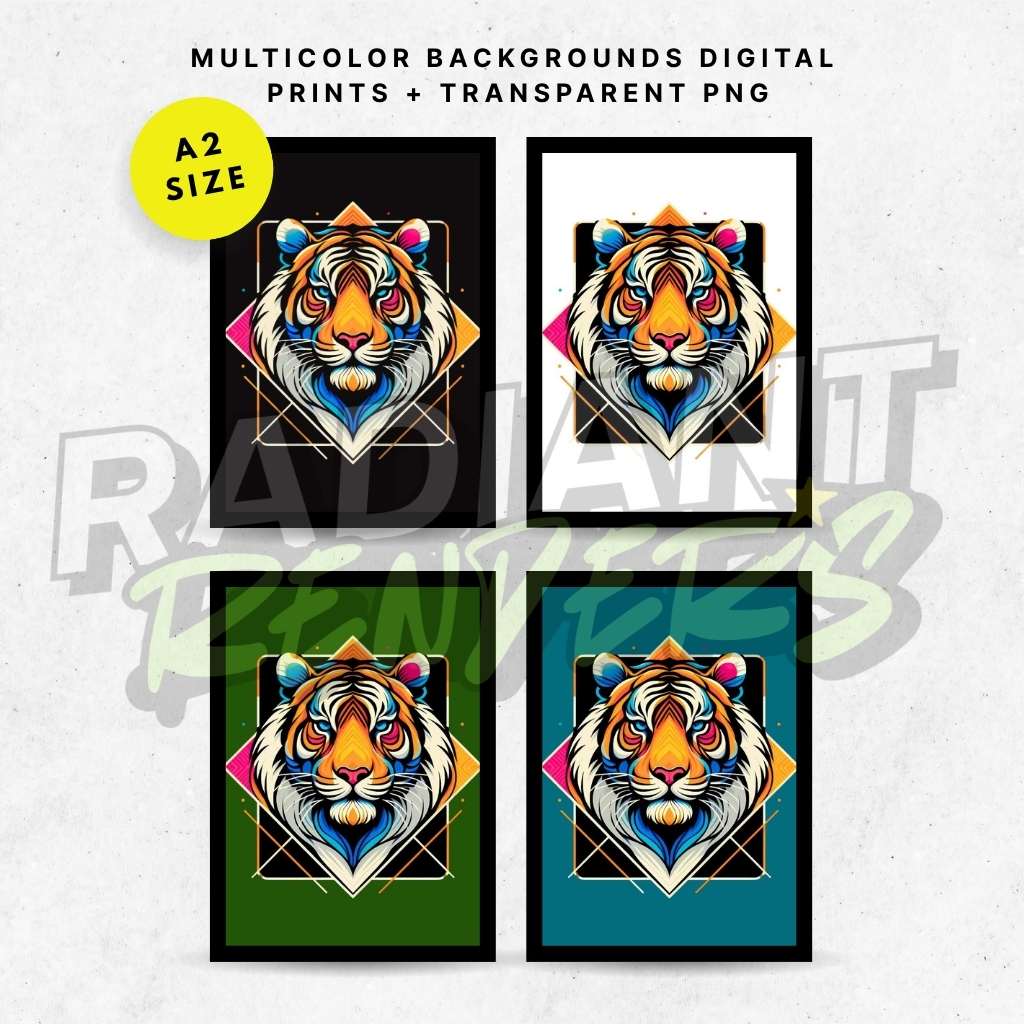 Galactic Roar Tiger – A2 Digital Wall Art Print & Transparent PNG | Cosmic Tiger Poster & T-Shirt Design | Futuristic Animal Art for Home, Office & Gifts