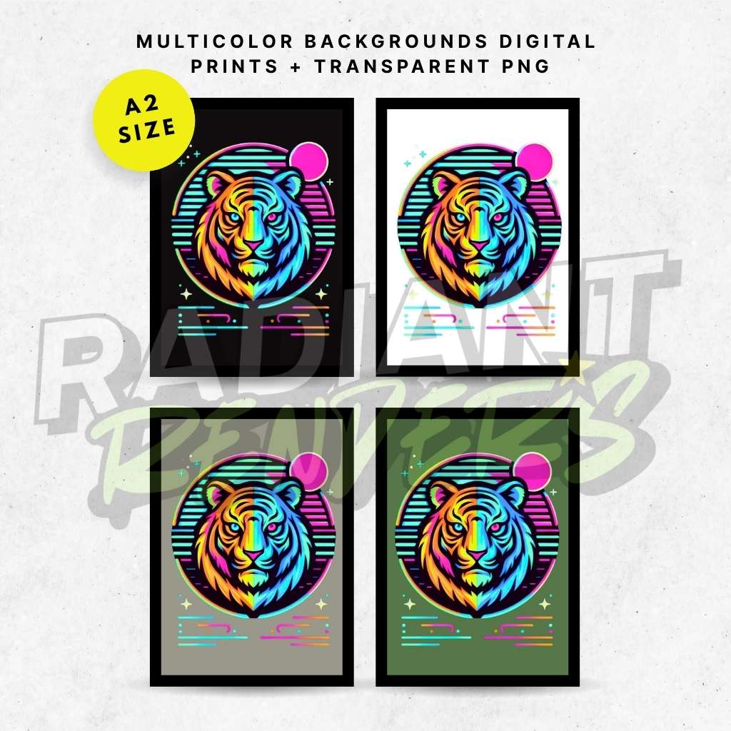 Nova Tiger – A2 Digital Wall Art Print & Transparent PNG | Cosmic Tiger Poster & T-Shirt Design | Futuristic Animal Art for Home, Office & Gifts